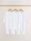 White Kind to Skin Baby Sleepsuits 3 Pack (0-2yrs)