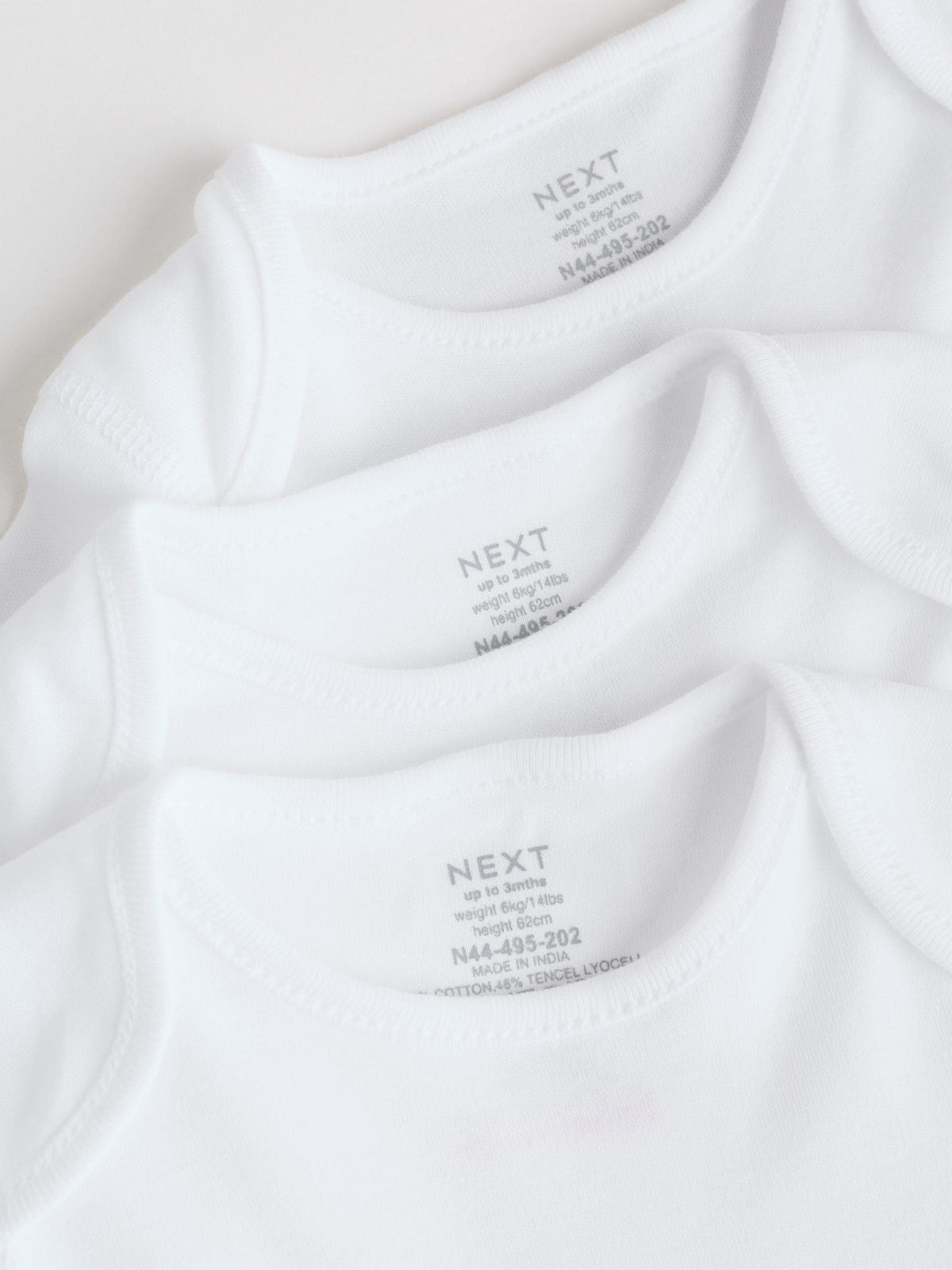 White Kind to Skin Baby Sleepsuits 3 Pack (0-2yrs)