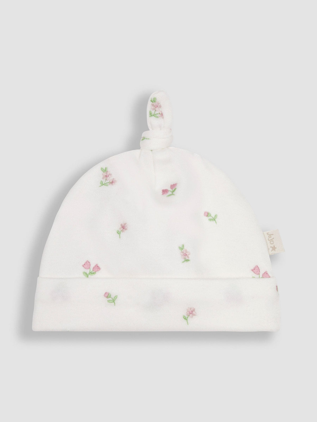 JoJo Maman Bébé Cream Floral Embroidered Pretty Sleepsuit & Hat