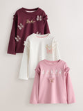 Baker by Ted Baker Berry Pink 3 Pack 3D Butterfly T-Shirts