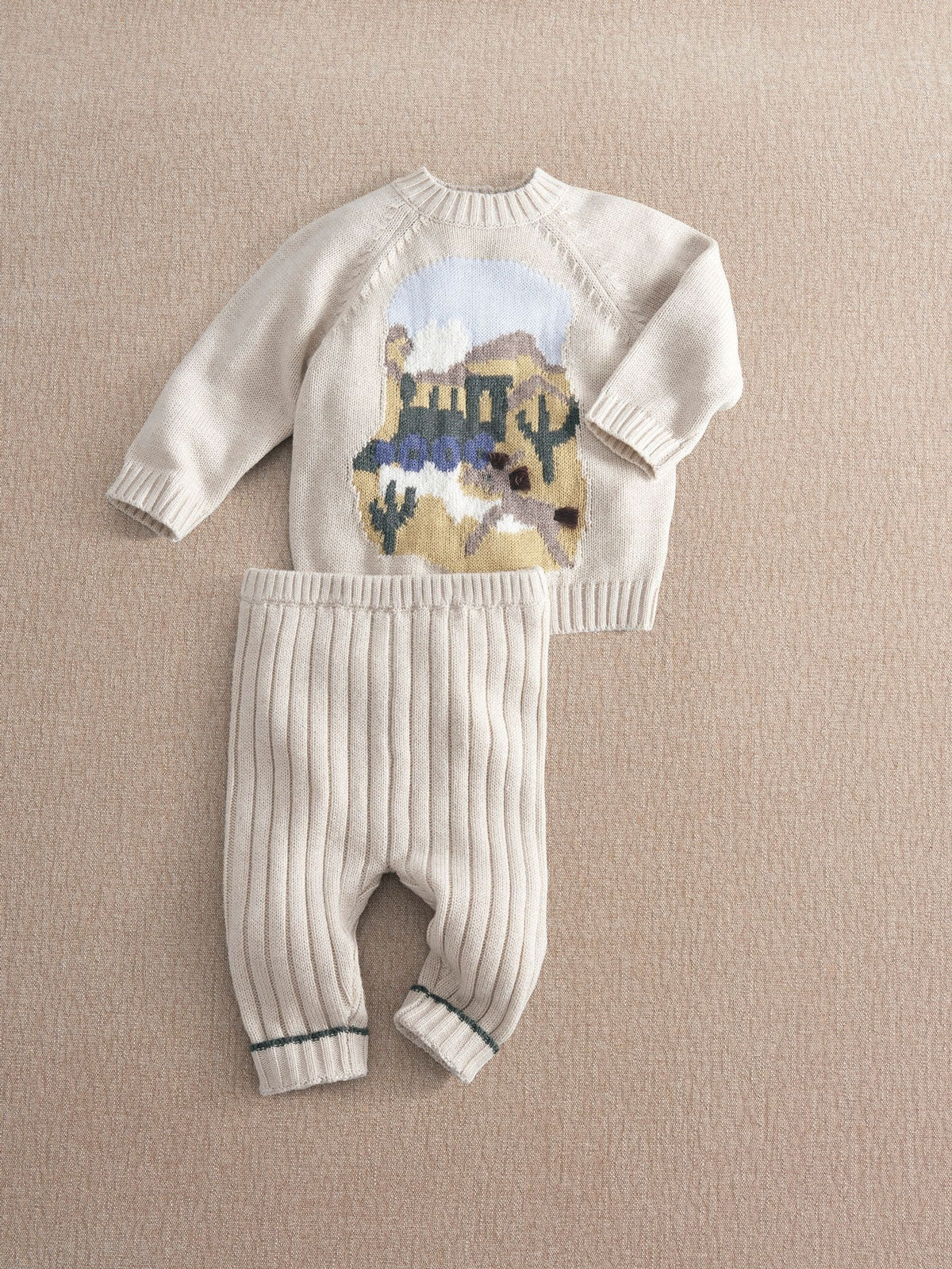 Mamas & Papas Blue Train Knitted Jumper & Leggings Set