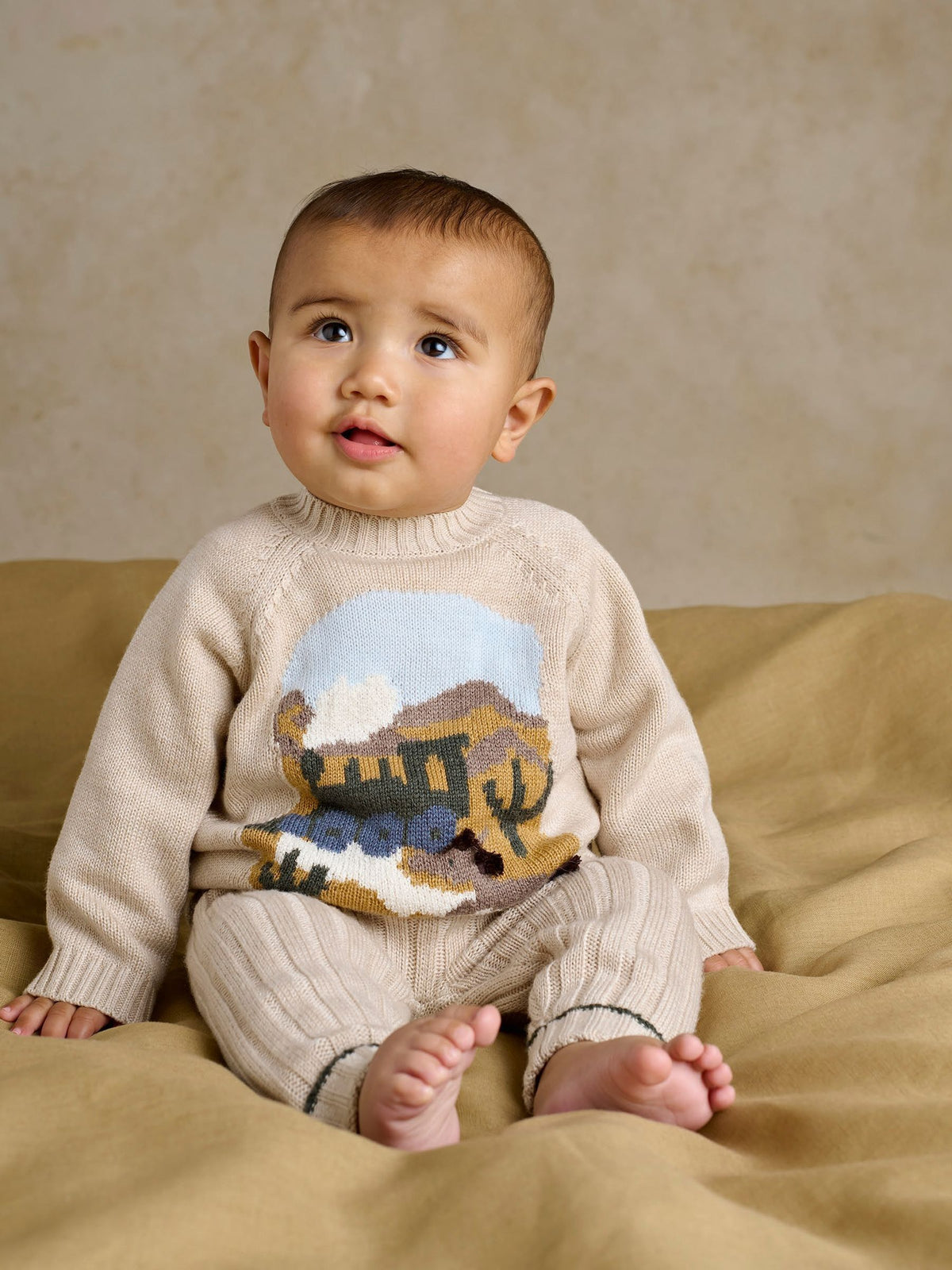 Mamas & Papas Blue Train Knitted Jumper & Leggings Set
