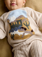 Mamas & Papas Blue Train Knitted Jumper & Leggings Set