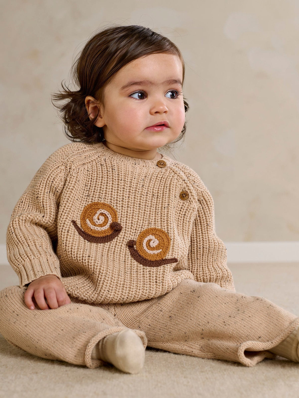Mamas & Papas Brown Snail Knitted Jumper & Trousers Set