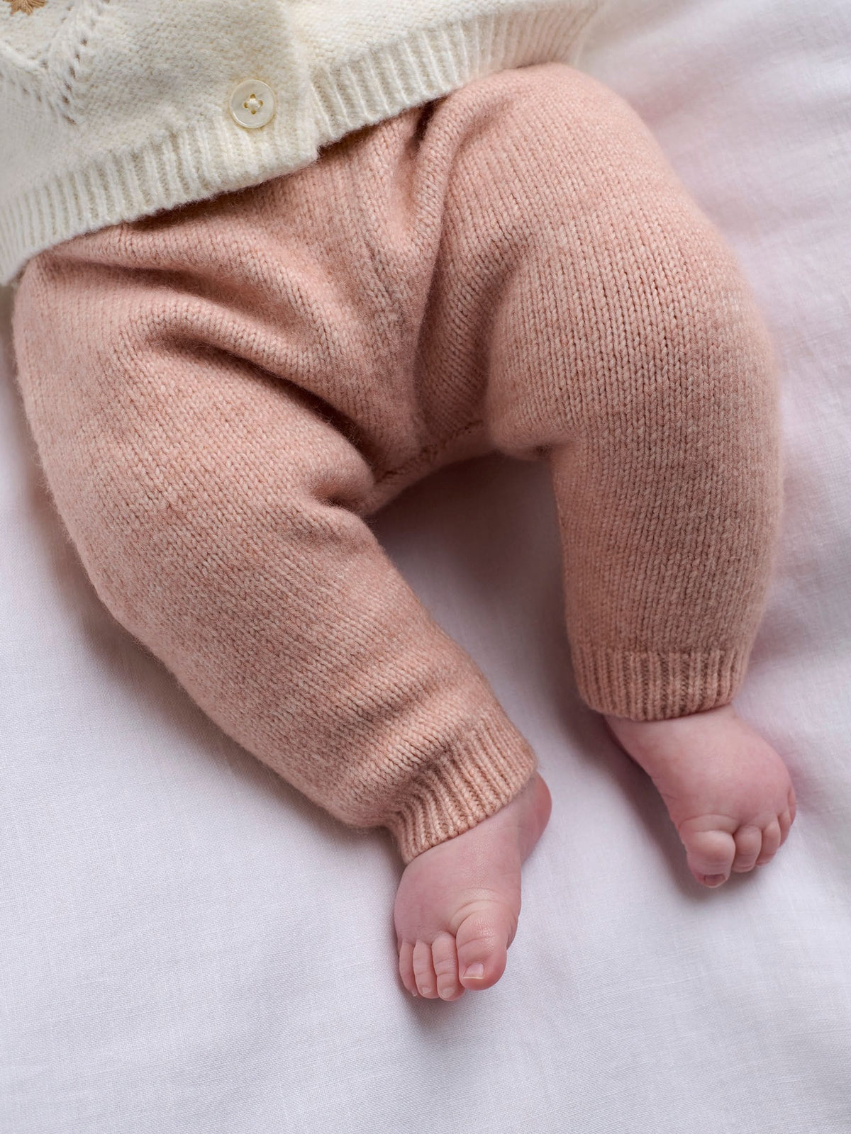 Mamas & Papas Pink Embroidered Knitted Cardigan & Leggings Set