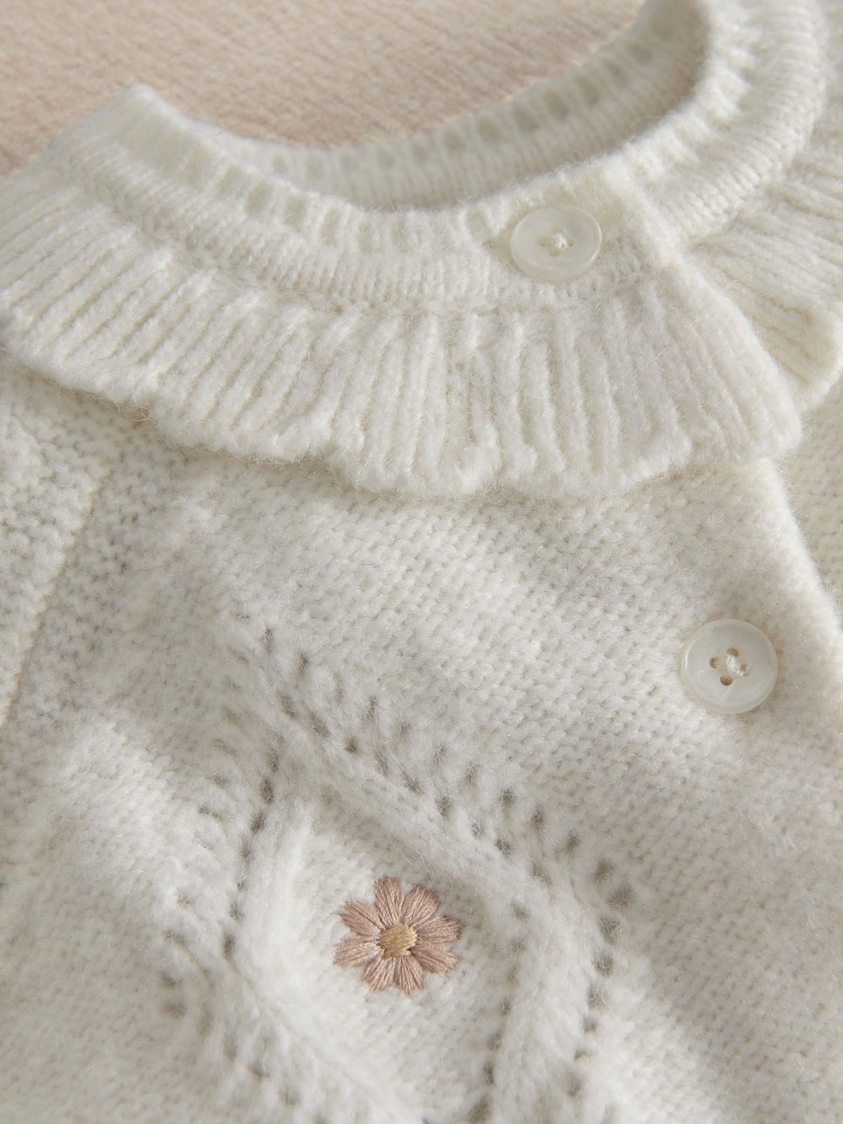 Mamas & Papas Pink Embroidered Knitted Cardigan & Leggings Set