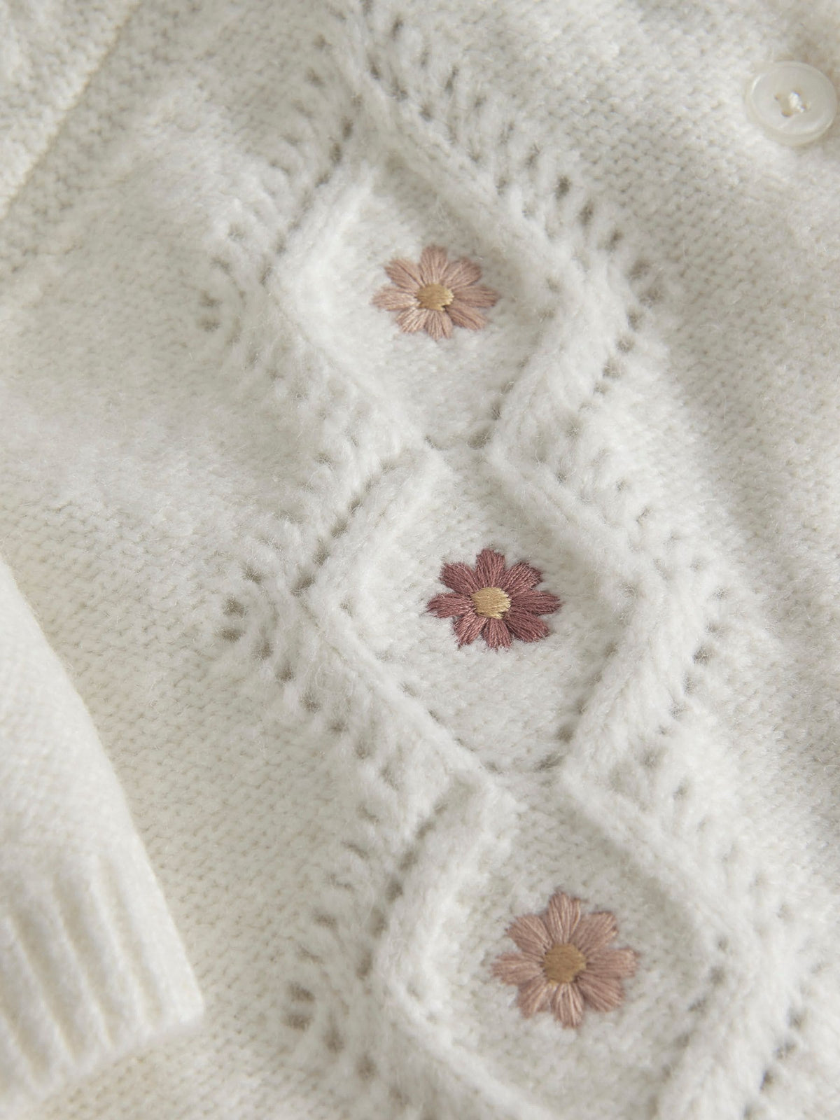 Mamas & Papas Pink Embroidered Knitted Cardigan & Leggings Set