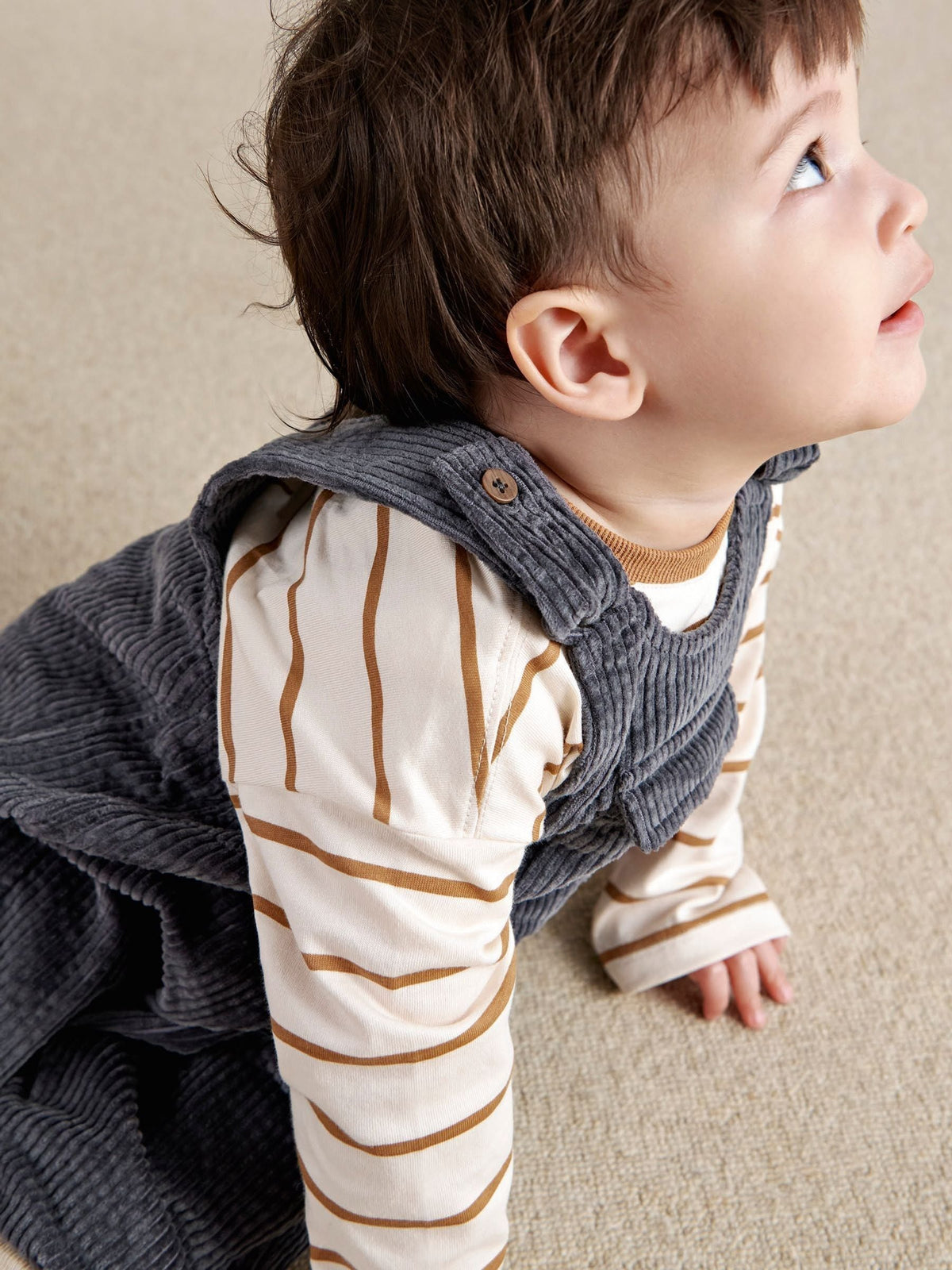 Mamas & Papas Blue Cord Dungarees & Long Sleeve Top Set