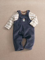 Mamas & Papas Blue Cord Dungarees & Long Sleeve Top Set