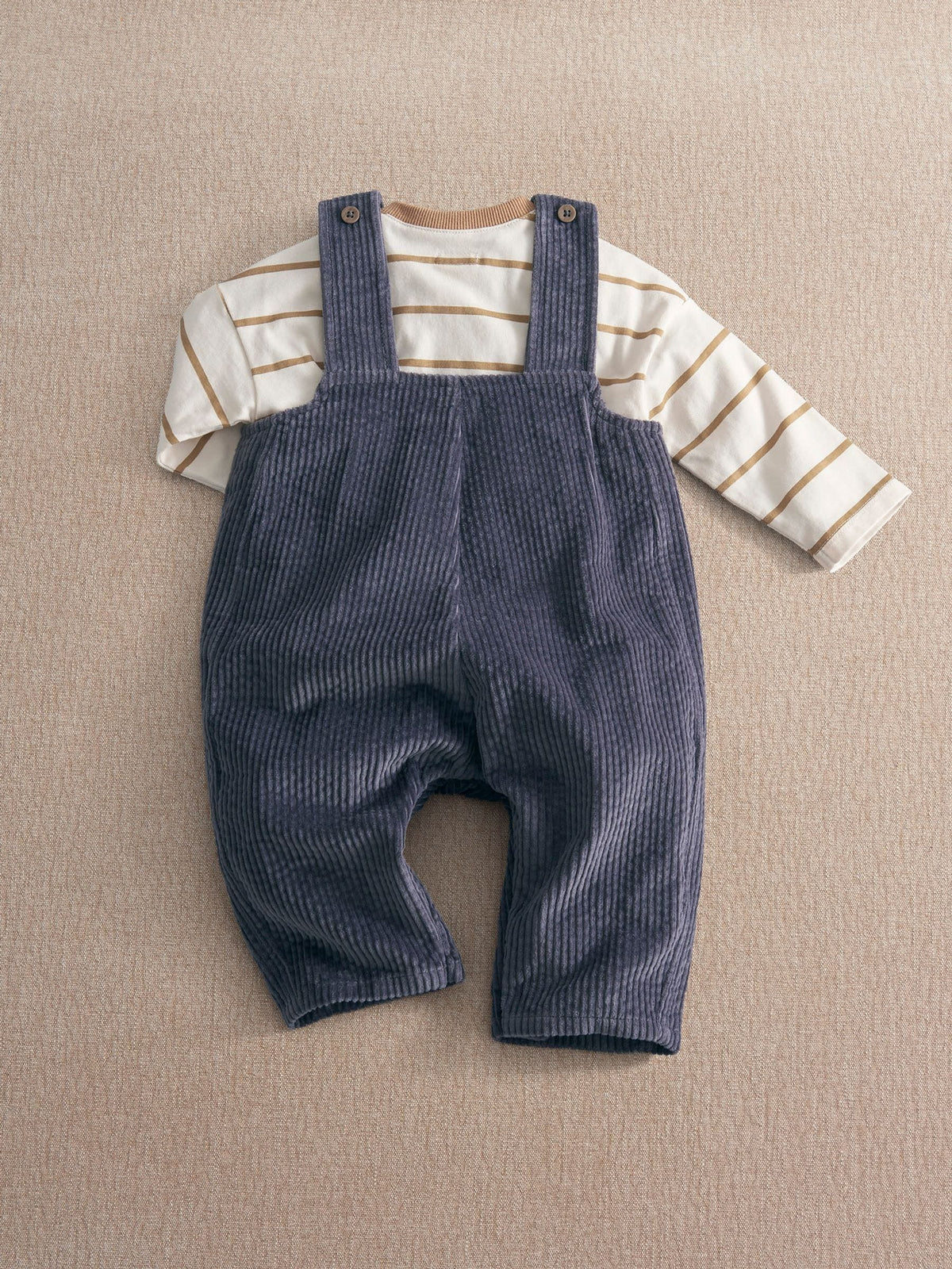 Mamas & Papas Blue Cord Dungarees & Long Sleeve Top Set