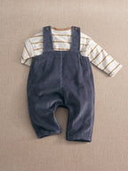 Mamas & Papas Blue Cord Dungarees & Long Sleeve Top Set
