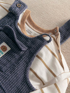 Mamas & Papas Blue Cord Dungarees & Long Sleeve Top Set