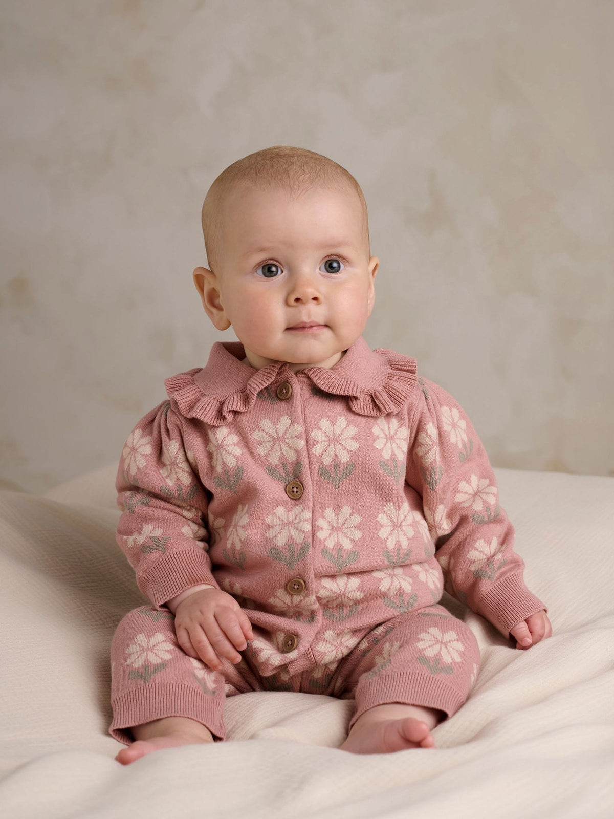 Mamas & Papas Pink Floral Knitted Romper