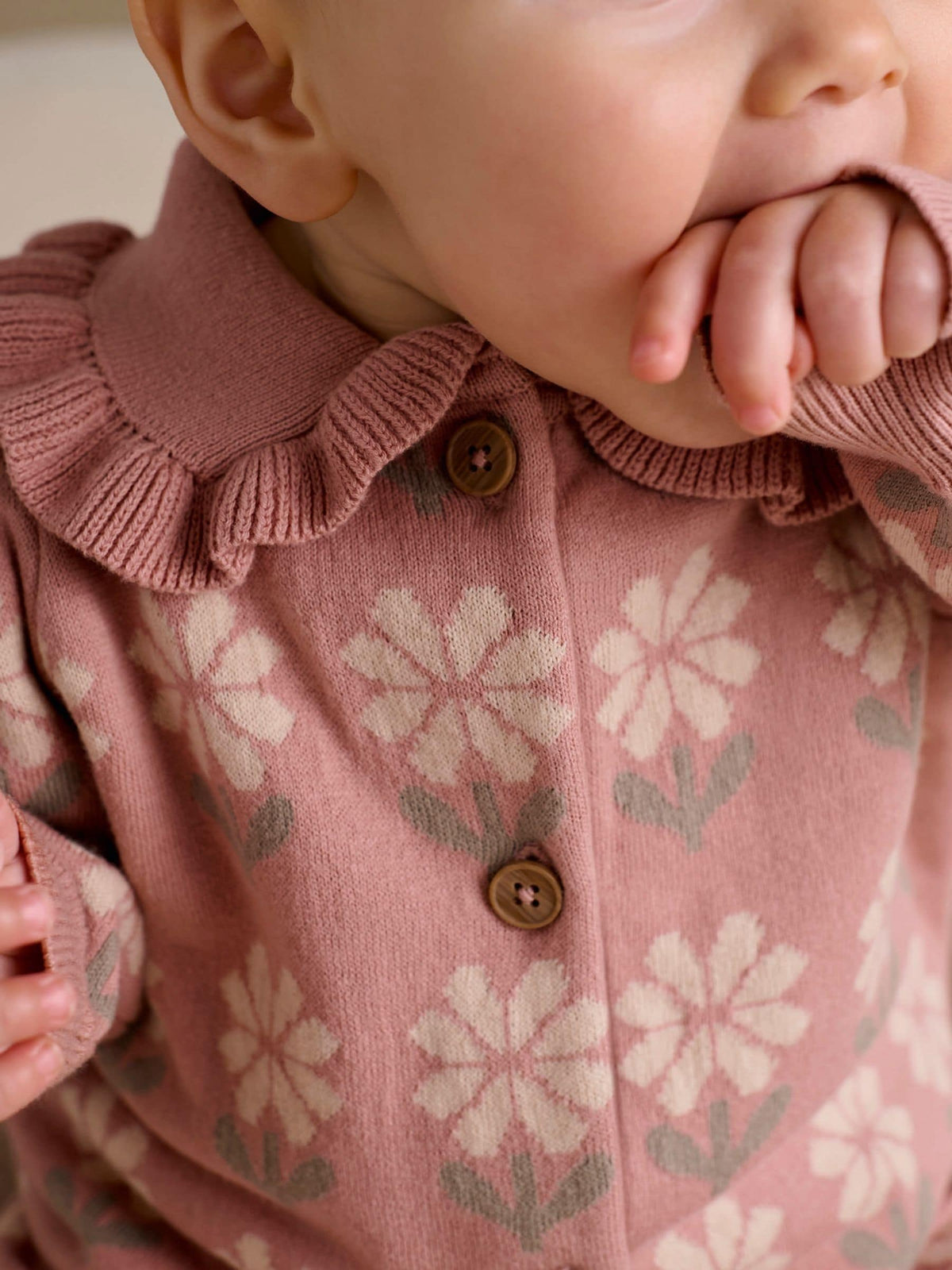 Mamas & Papas Pink Floral Knitted Romper
