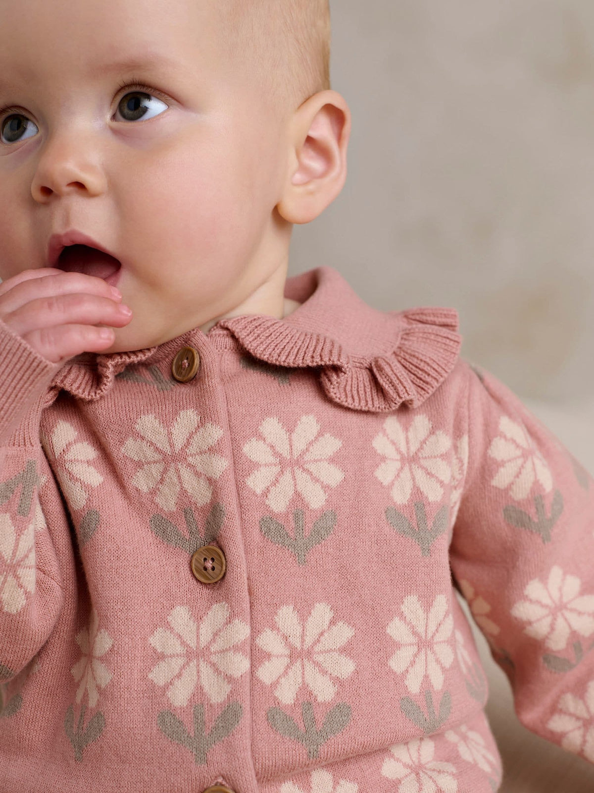 Mamas & Papas Pink Floral Knitted Romper