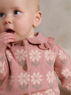 Mamas & Papas Pink Floral Knitted Romper
