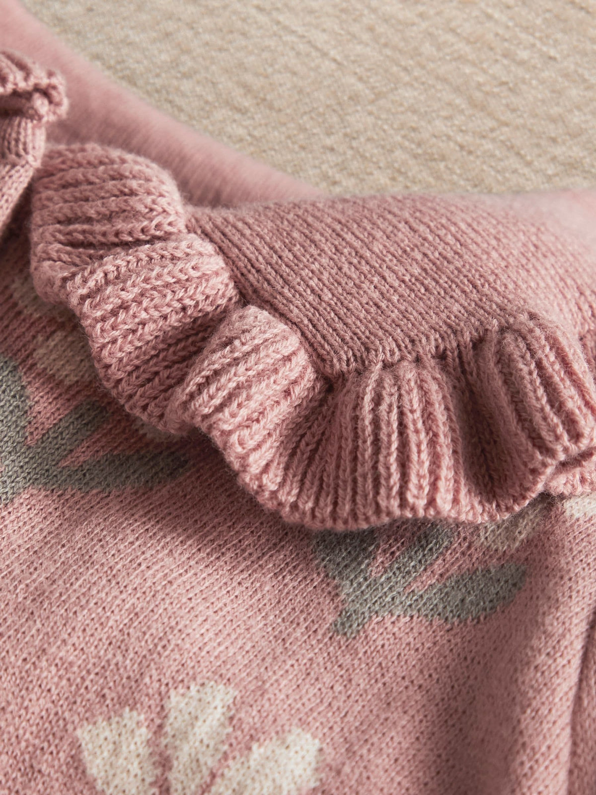 Mamas & Papas Pink Floral Knitted Romper
