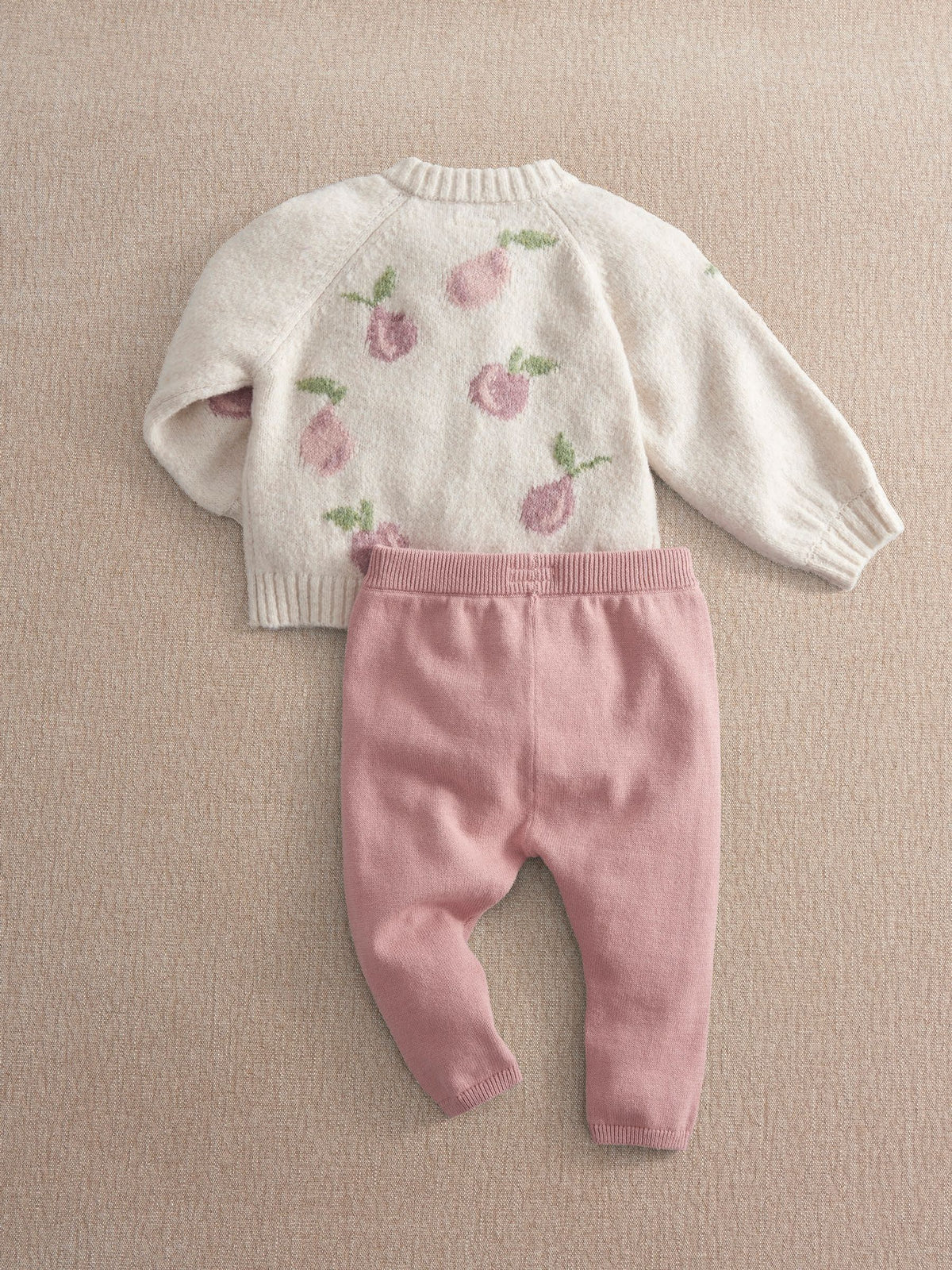 Mamas & Papas Pink Floral Knitted Cardigan & Leggings Set