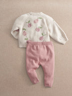 Mamas & Papas Pink Floral Knitted Cardigan & Leggings Set