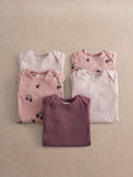 Mamas & Papas Pink Bramble Long Sleeve Bodysuits Pack of 5