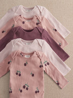 Mamas & Papas Pink Bramble Long Sleeve Bodysuits Pack of 5