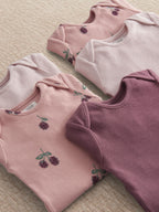 Mamas & Papas Pink Bramble Long Sleeve Bodysuits Pack of 5