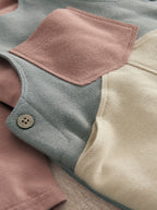 Mamas & Papas Pink Colour Block Dungarees & Long Sleeve Top Set