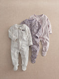 Mamas & Papas Brown Ditsy Floral Sleepsuits Pack of 3