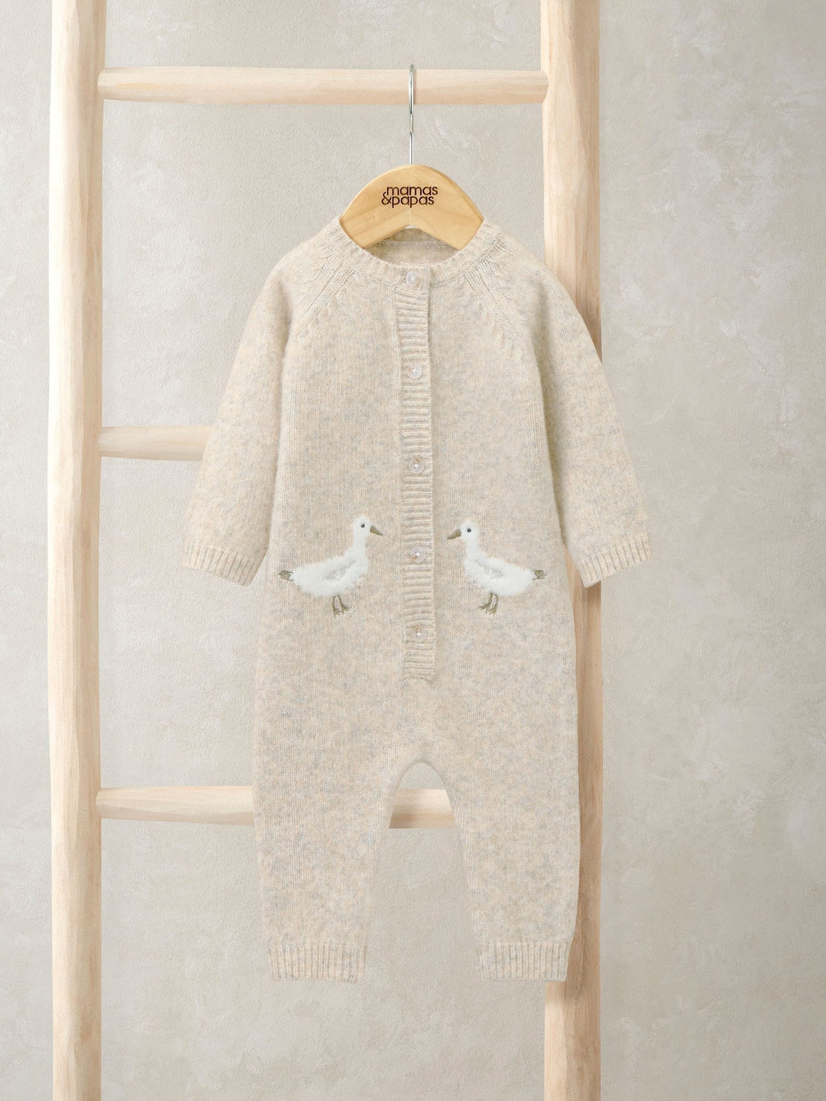 Mamas & Papas Brown Duck Knitted Romper