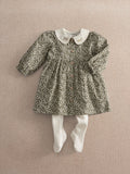 Mamas & Papas Green Leaf Print Dress & Tights Set