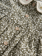 Mamas & Papas Green Leaf Print Dress & Tights Set