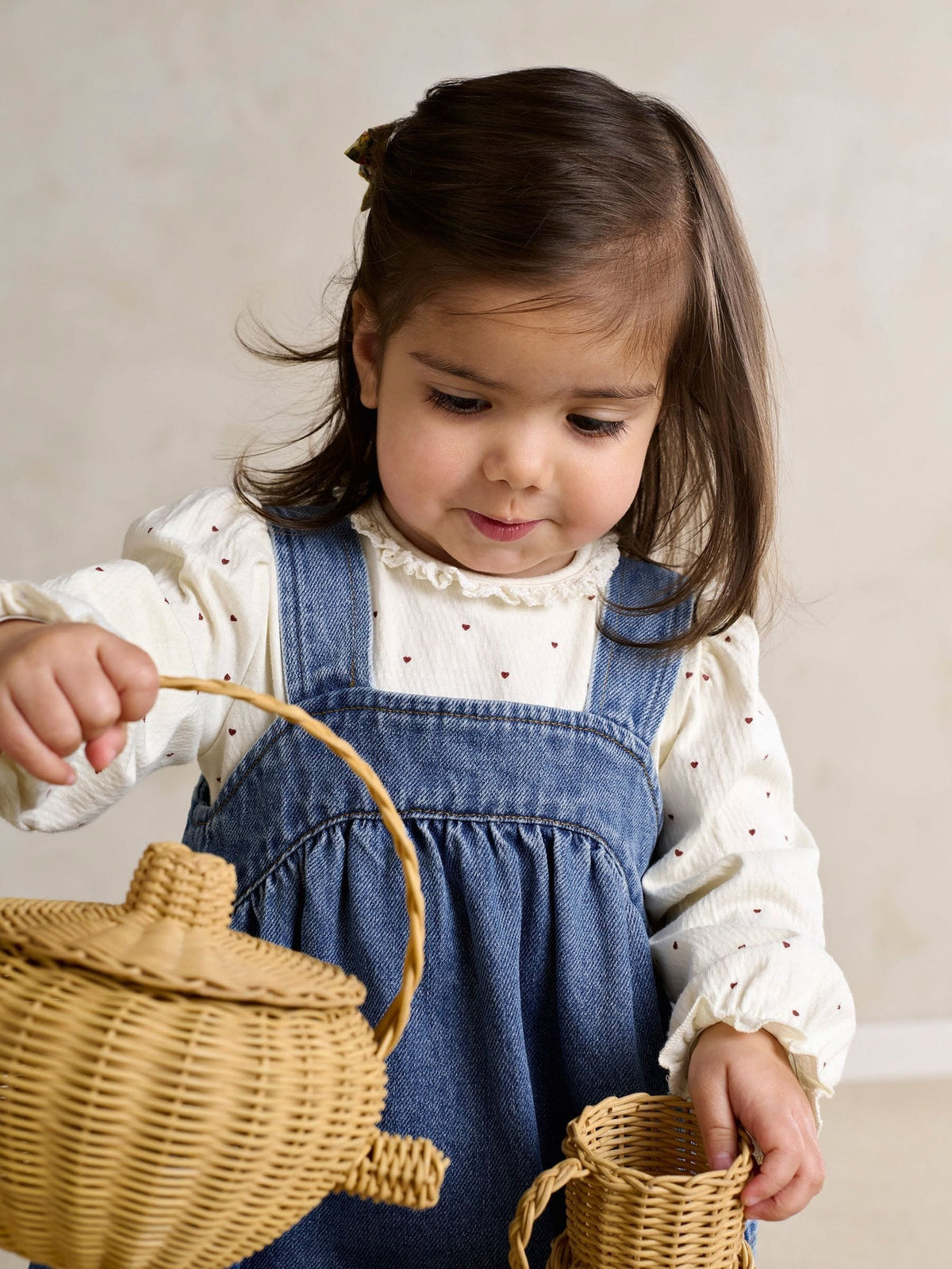 Mamas & Papas Blue Denim Pinny Dress & Heart Bodysuit Set
