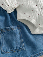 Mamas & Papas Blue Denim Pinny Dress & Heart Bodysuit Set