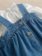 Mamas & Papas Blue Denim Pinny Dress & Heart Bodysuit Set