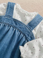 Mamas & Papas Blue Denim Pinny Dress & Heart Bodysuit Set