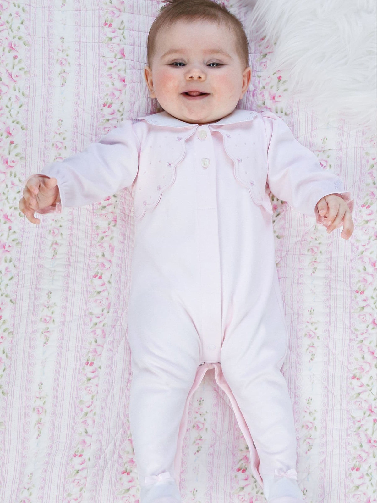 Emile Et Rose Pink Maisie All-In-One With Mock Bolero & Large Collar