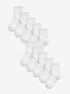 White 10 Pack Cotton Rich School Ankle Socks