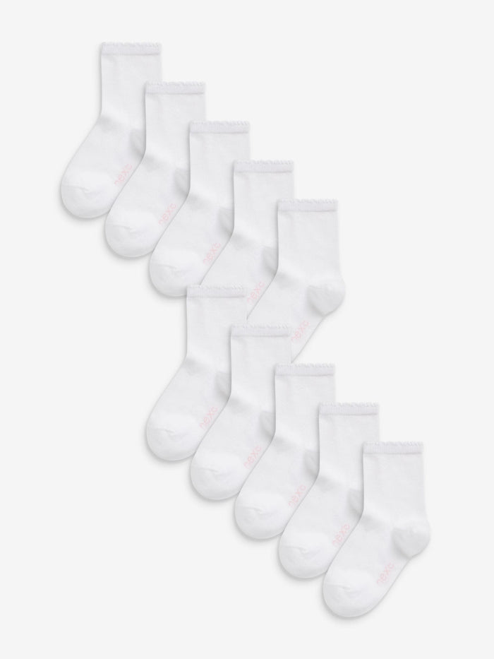 White 10 Pack Cotton Rich School Ankle Socks