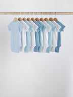 Blue 10 Pack Plain Baby Bodysuits