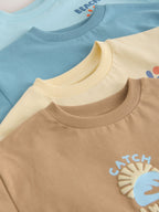 Blue/Yellow Surf Short Sleeve Graphic T-Shirts 4 Pack (3mths-7yrs)