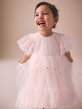 Pastel Pink Embroidered Mesh Occasion Dress (3mths-8yrs)