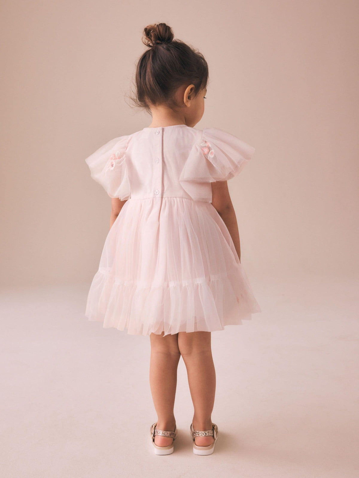 Pastel Pink Embroidered Mesh Occasion Dress (3mths-8yrs)