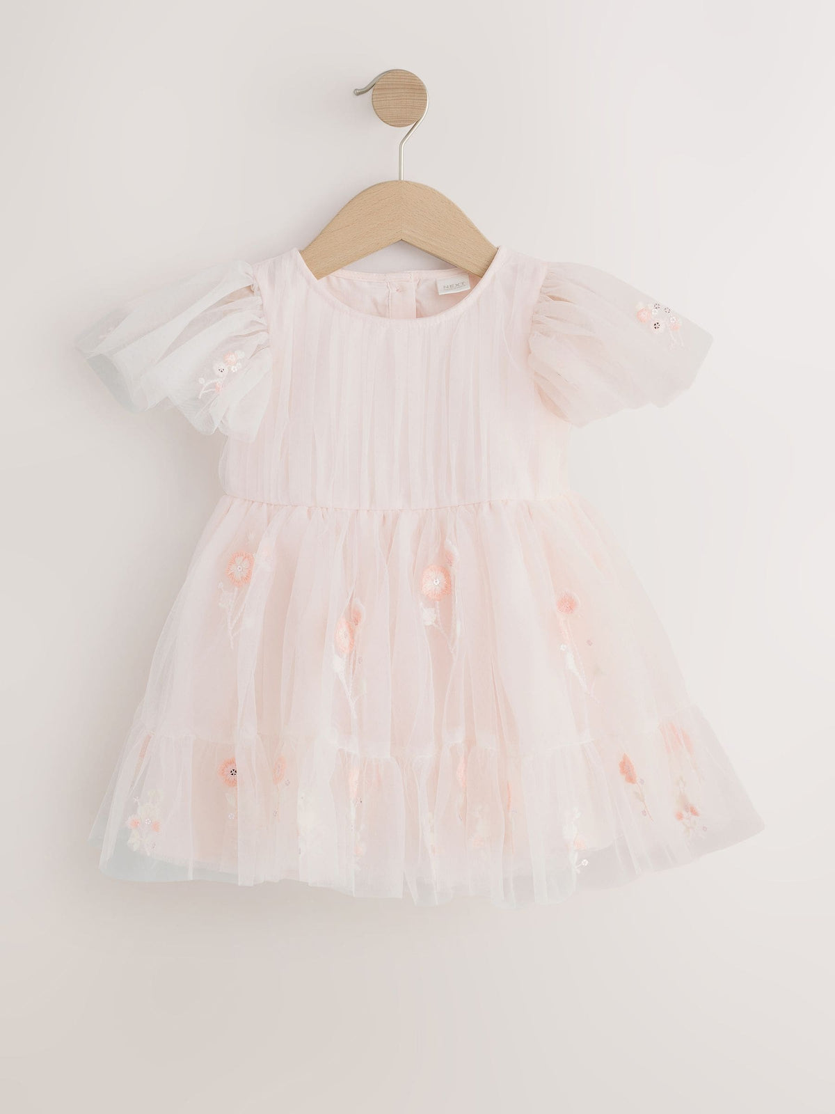 Pastel Pink Embroidered Mesh Occasion Dress (3mths-8yrs)