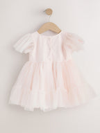Pastel Pink Embroidered Mesh Occasion Dress (3mths-8yrs)