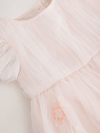 Pastel Pink Embroidered Mesh Occasion Dress (3mths-8yrs)