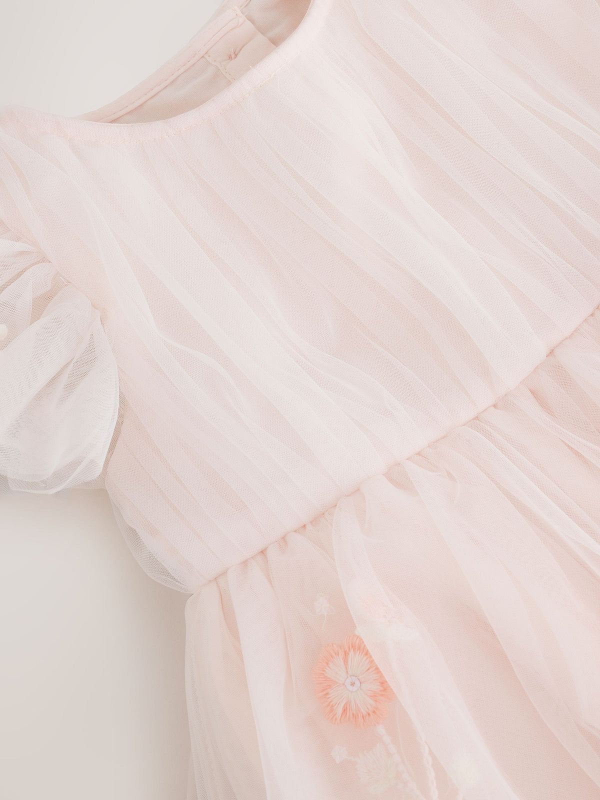 Pastel Pink Embroidered Mesh Occasion Dress (3mths-8yrs)