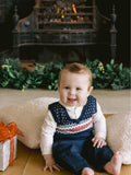 Emile Et Rose Blue Kendrick 3 Piece Shirt Fairisle Tank Top & Trousers Set