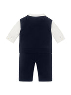 Emile Et Rose Blue Kendrick 3 Piece Shirt Fairisle Tank Top & Trousers Set