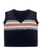 Emile Et Rose Blue Kendrick 3 Piece Shirt Fairisle Tank Top & Trousers Set