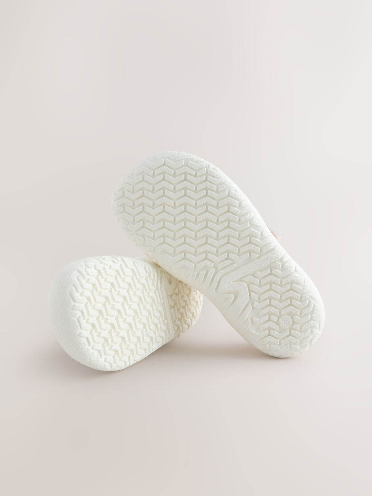 White Floral Barefoot Leather Touch Fastening Trainers